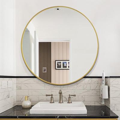 China Living room decor framed bath mirror hotel bathroom mirror round with gold frame for sale