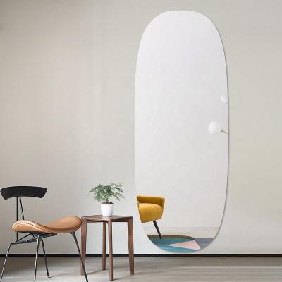 China Luxury Full Length Mirror Decorative Oval Wall Frameless Mirror For Home Bathroom Living Room for sale