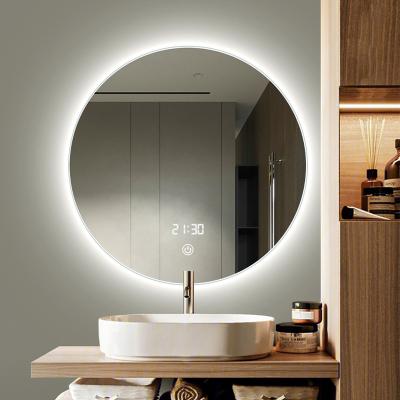 China Round frameless lighted bathroom wall mounted mirror led mirror smart for sale