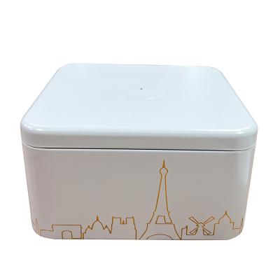 China Food Customize Design Food Safe Large Metal Cookies Box Square Cookies Tin Can for sale