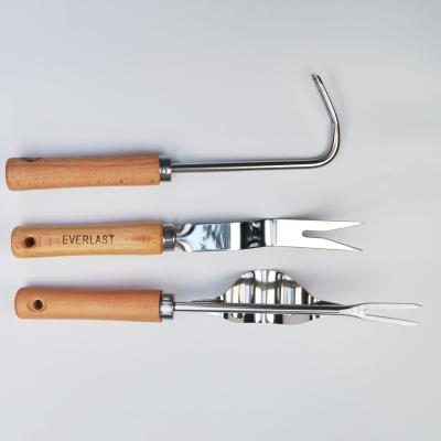 China Hot sale 265mm stainless steel+wooden handle weeder stainless steel wooden handle and weeder hand tools for sale