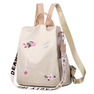 China Other New Flower Embroidery Backpack Fashion Women Large Capacity Oxford Cloth Ladies Backpack Tote School Bags for sale