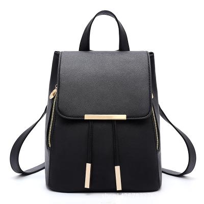 China Other new style double zipper drawstring PU backpack Korean fashion ladies school bags factory wholesale for sale