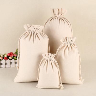 China Custom Shopping Reusable Eco Friendly White Handled Canvas Bag Logo Printed Cotton Drawstring Bag Gift Pouch for sale