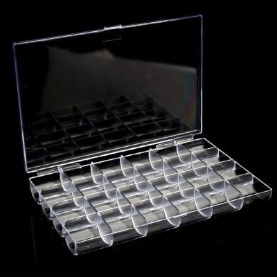 China Flatback 24 Compartments Plastic Clear Storage Box For Nail Rhinestone Nail Accessories for sale