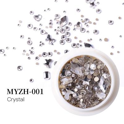 China MYZH-001 Shinning Sparkle Clear Rhinestone Box Art Decorations Mixed Shaped Nails 3d Nail Colorful Crystals Rhinestones ab Flatback for sale