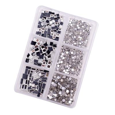 China SZCT-005 1076pcs/box Shinning Trendy flat back glass mix 3d ab shape big Nail Art Gems Decoration Rhinestones Rhinestone Boxes Kits for sale