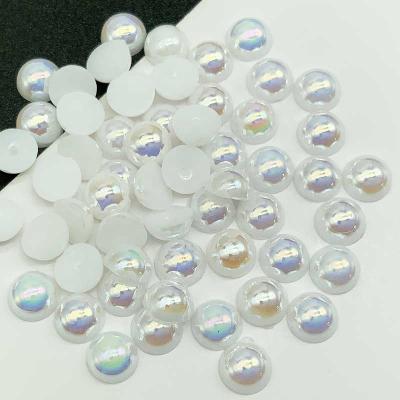 China New Flatback color ab half beads white ab beads flatback for dress decoration for sale