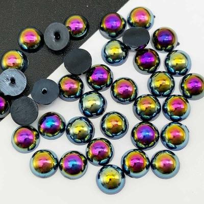 China Wholesale ABS Flatback Craft Plastic Flat Back Beads AB Color Half Round Bead Cabochon Flat Back Beads For Jewelry Decoration for sale