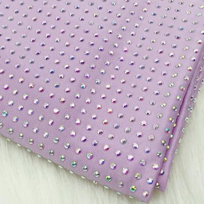 China Pointback SS10 Crystal ab Diamond For Fabric Bling Rhinestone Stretch Fabric Embellished Crystals Fabric Good Quality Dress Accessories for sale