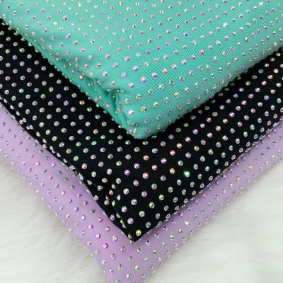 China Wholesale Custom Pointback Hotfix Elastic Rhinestone 1.5m Transfer Full Crystals Diamond Fabric For Evening Gown Dresses Bag for sale