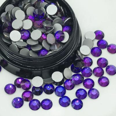 China Wholesale High Quality Purple Glass Crystals Series Flatback Diamond Non Hotfix Hot Fix Rhinestone Flatback For Dance Dress for sale