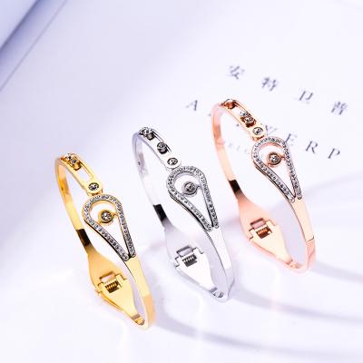 China TRENDY Fashion Trending Famous Classic Zircon Titanium Steel Bangle Brand Hypoallergenic Gold Plated Bangle Bracelet For Women for sale