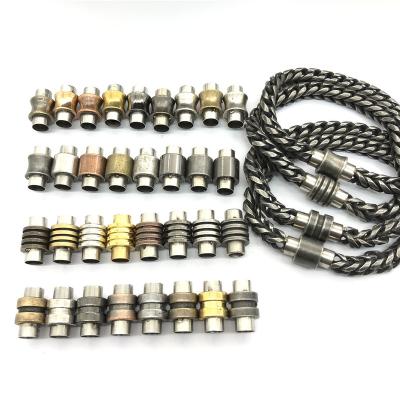 China Stainless Steel Rope Hand Chain Magnet Buckle Bracelet Leather Magnetic Clasp Jewelry for sale