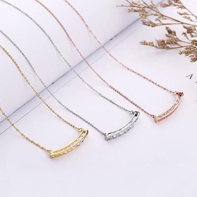 China Thin Zircon Chain Pendant Shiny Minimalist Korean Fashion Hypoallergenic Classic TRENDY Smiley Stainless Steel Pendant Exquisite Petite for sale