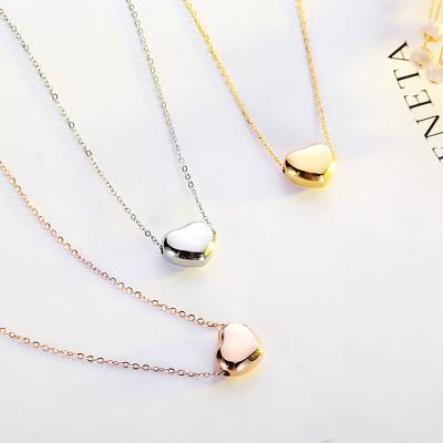 China Trendy Korean Style Exquisite Three-Dimensional Love Jewelry Bean Necklace Heart Stainless Steel Pendant Gift for Girls for sale