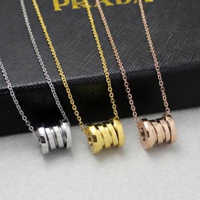 China TRENDY 18K Rose Gold Spring Necklace Titanium Pendant Stainless Steel Silver Necklace for Men and Women for sale