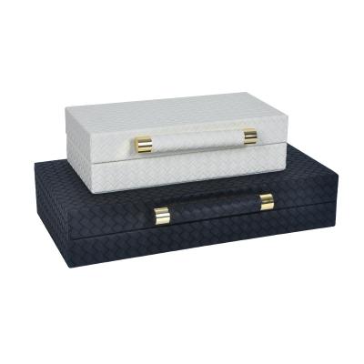 China Custom Large Terrazzo Leather Fabric Covered Watch Jewelry Box Jewelry Organizer for sale