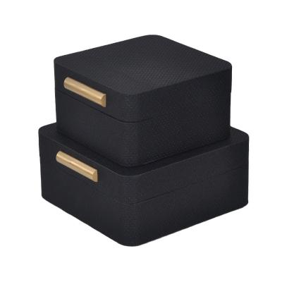 China Modern Luxury Women Leather Trim Wooden Jewelry Box Organizer With Velvet For Decorative Necklace for sale