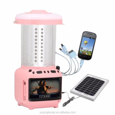 China Indoor CE RoHs Mini Portable Solar Power TV with LED Light Radio for sale