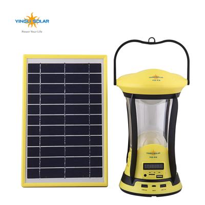 China Hotel Portable Rechargeable Led Solar Camping Lantern With USB Phone Charge Solar Panel for sale