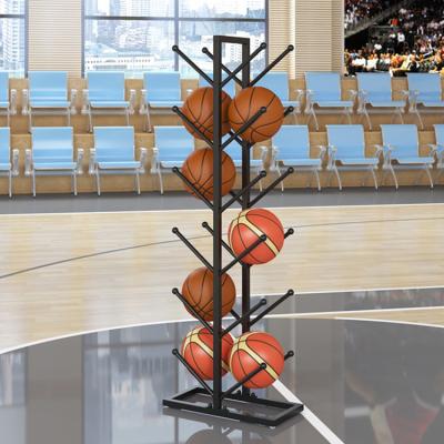 China Multi-Layer Indoor Large Capacity Floor-to-Ceiling Viable Basketball Storage Rack Campus Ball Display Rack Ball Rack Basket for sale