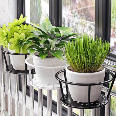 China Viable Home Balcony Railing Metal Wall Hanging Flower Pot Free Standing Single Potted Installation Storage Rack for sale