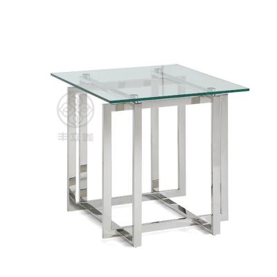 China Customized Modern Dining Room Furniture Stainless Steel Frame Mirrored Glass Coffee Table for sale