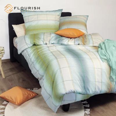 China Anti Dust Mite Flourish Cotton Sateen Knitted Pattern Printing Comforter Sheet Bedding Set Korean Wholesale King Size for sale