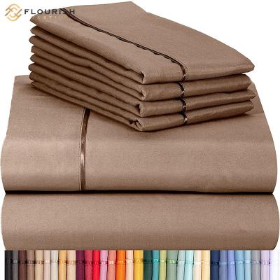 China Anti-Static Flourish OEM/ODM Pure Queen King Thread Count Cotton Sabanas Sheets Bedding Sets for sale