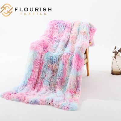 China Tie Dye Flourish ODM/OEM Tie Dye Rainbow Throw Blanket Super Soft Colorful Fuzzy Light Weight Luxurious Warm Microfiber Throw Blanket for sale