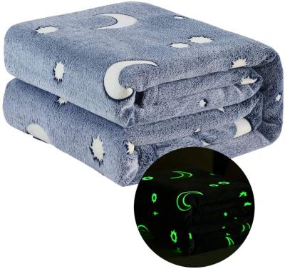 China Glow IN THE DARK Flourish Fuzzy Fleece Child Throw Blanket Super Soft Glow in Dark Blankets for Kids for sale