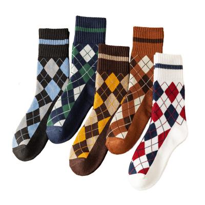 China High Quality Custom QUICK DRY 100% Cotton Socks Love Mens Work Socks With Diamond Dress Socks Unisex Geometric Pattern for sale