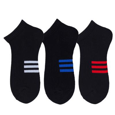 China AD Three Stripe Socks Wholesale ODM Logo Cotton Terry Socks Custom Soft Breathable Cushion Sports High Quality Ankle Socks for sale