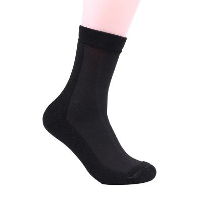 China 100% Cotton Reinforced Sport Socks Antibacterial Solid White Black Terry Bottom Crew Toe Sports Socks High School Student Uniform Socks for sale