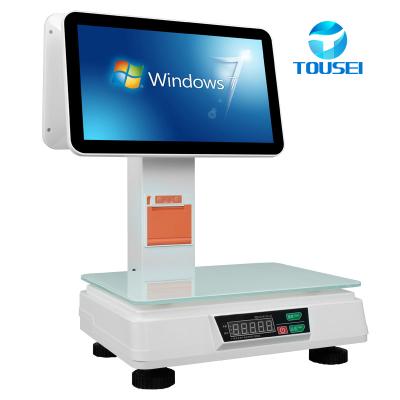 China RJ45 DB9 DB15 Smart Win 7 Touch Screen 15kg Dual Electronic Terminal POS System With Scale Weight 11.6inch Or 15.6inch for sale