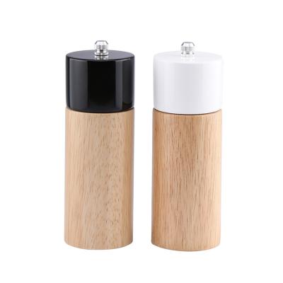 China Sustainable Wood Salt and Pepper Grinder Set Mills Manual Seasoning Grinder Shaker Black White Bottle Nuts Spice Ceramic Core for sale