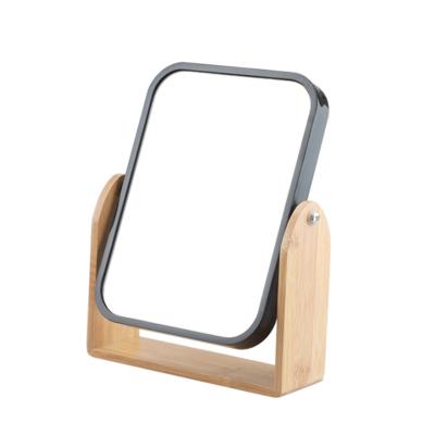 China Personalized High Quality Square Cute Rotating Desk Mirror Of Makeup Cosmetic Wood Bestseller for sale