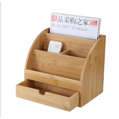 China Sustainable Wholesale Bamboo Wooden File Organizer Office Desk Storage With Sliding Out Drawer for sale