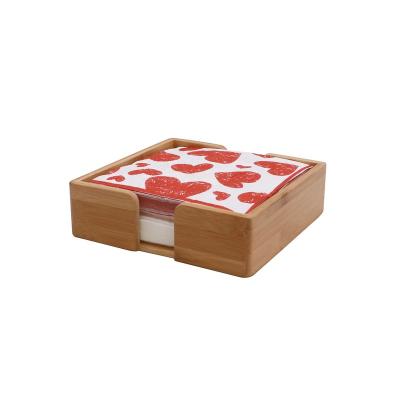 China BAMBOO Bamboo Tissue Paper Holder For Table Square Shape for sale