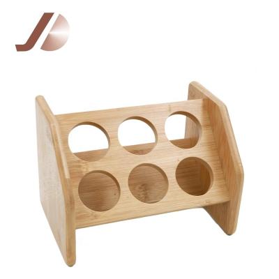 China Sustainable bamboo spice rack with 6 glass or stainless steel bottle jar for sale