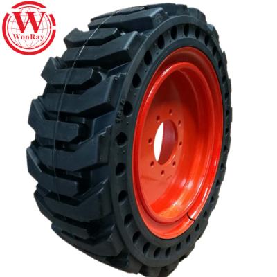 China Skid Steer 12x16.5 Tyre, Construction Skid Steer Solid Tires 10-16.5 12-16.5 With 8 Holes Slot Rim Wheel for sale