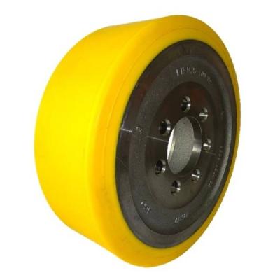 China Forklift Semi-pneumatic Solid Polyurethane Tire PU Wheels FM-X17 IMMOBILE Drive Wheel Size 360x130 Parts No.8428189 for sale