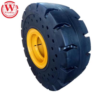 China Natural Rubber Anti-Puncture Loader Industrial Trailer 23.5-25 Solid Tires With Rims For Bad Roads for sale