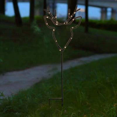 China Trendecor Christmas Light Outdoor Christmas Garden Lights Warm White Battery Operated LED Reindeer Garden Stake Lights for sale