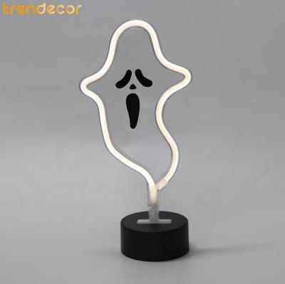 China Halloween TRENDECOR New LED Neon Ghost Top Table Tops For Indoor Halloween Decorations Battery Operated Lights 28.5cm for sale