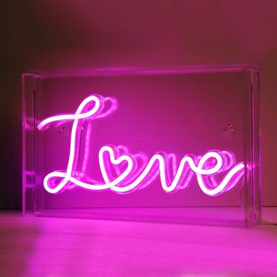 China Modern Love Neon Night Lights USB Powered Lights Indoor Home Decor Tabletop Kids Room Warm White LED Kids Light for sale