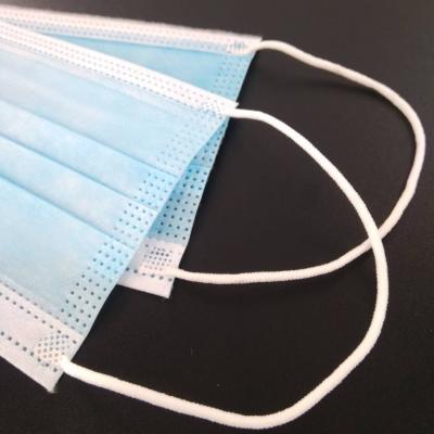 China Viable Custom Design Round 3mm Durable Elastic Cotton Cords Earloop Elastic White Earloop for sale