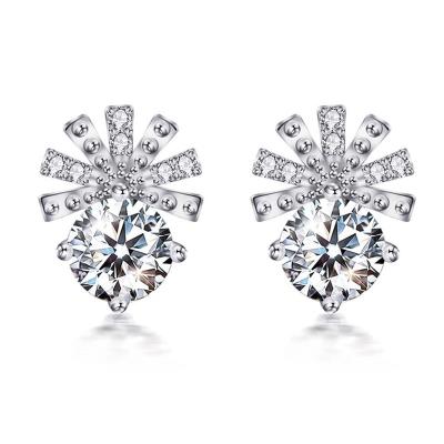 China CLASSIC BOJOR 14K White Gold Plated Zircon Flower Stud Earrings Stud Earrings 5A For Women for sale