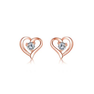 China CLASSIC BOJOR 18K Gold Plated Earrings 925 Sterling Silver Stud Earrings Women's Zircon Heart Heart Stud Earrings for sale